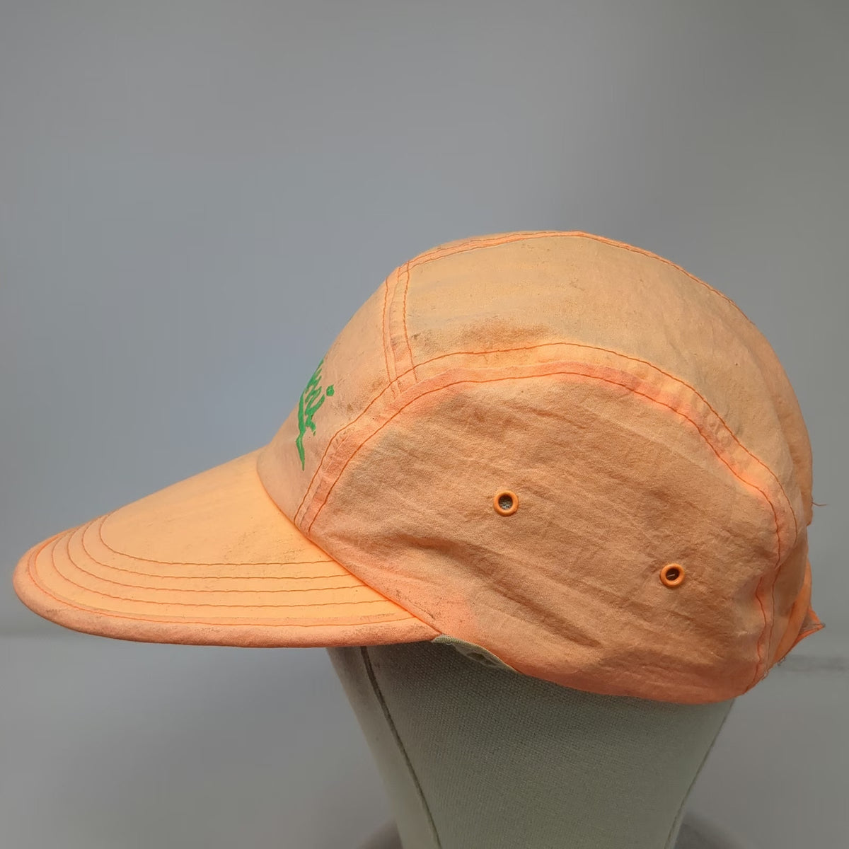 Triangle Sport Headwear 5 Panel Orange Green One Size Nylon Miami Script Hat