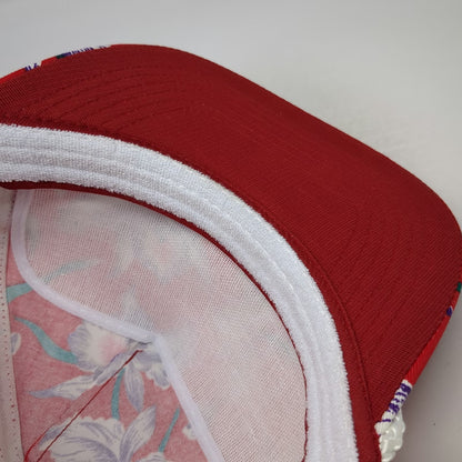Peterbilt 5 Panel Red One Size Floral Hibiscus Rope Snapback Logo Embroidery Hat