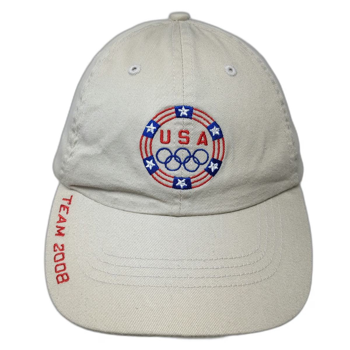 K-Products Baseball Cap Beige One Size Olympic USA Rings Team 2008 Hat