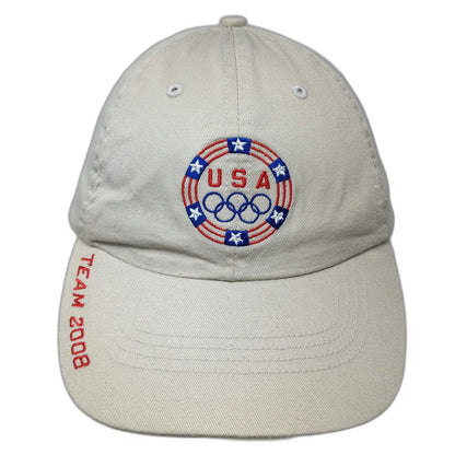 K-Products Baseball Cap Beige One Size Olympic USA Rings Team 2008 Hat