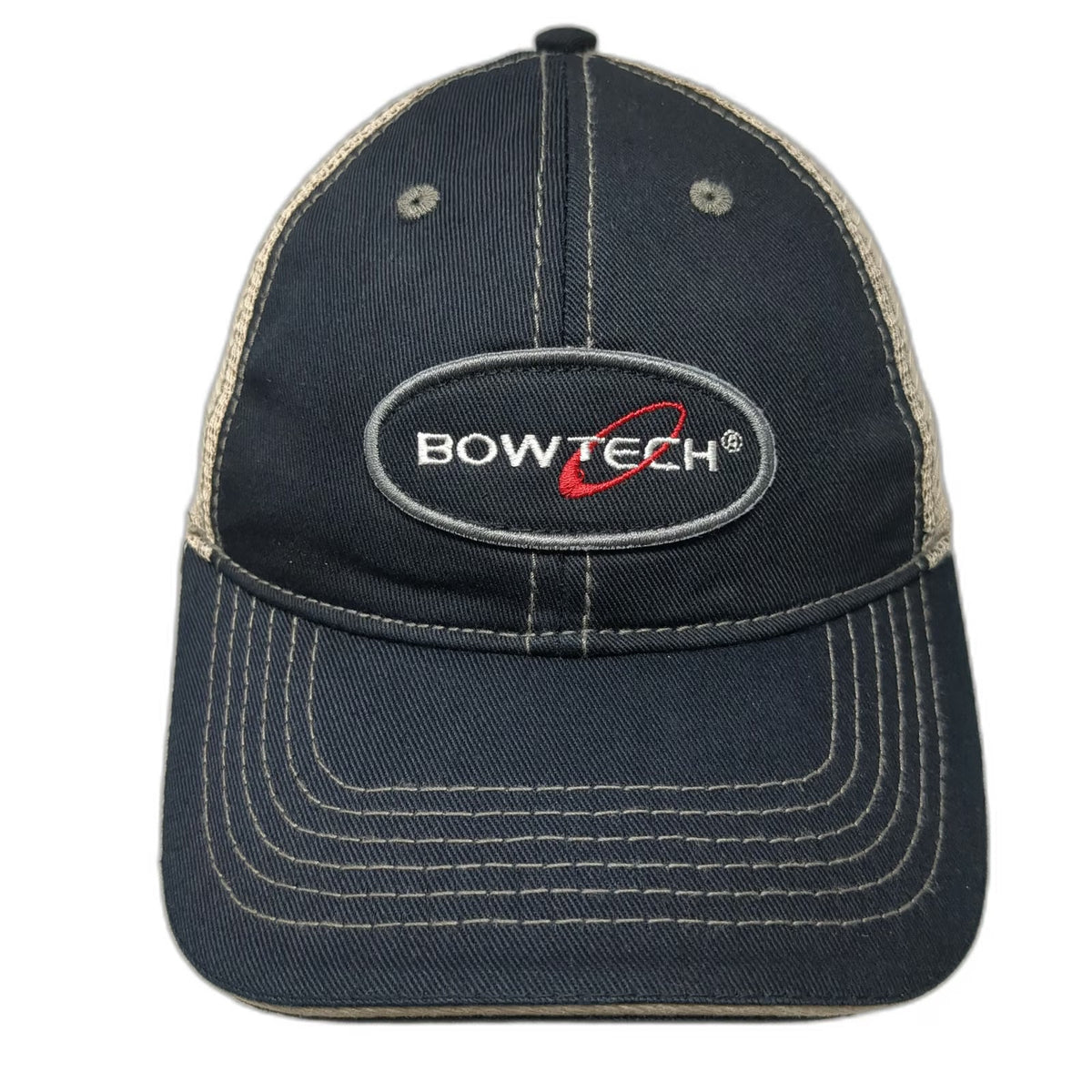 BowTech Baseball Cap Black One Size Mesh Back Strapback Contrast Stitching Hat