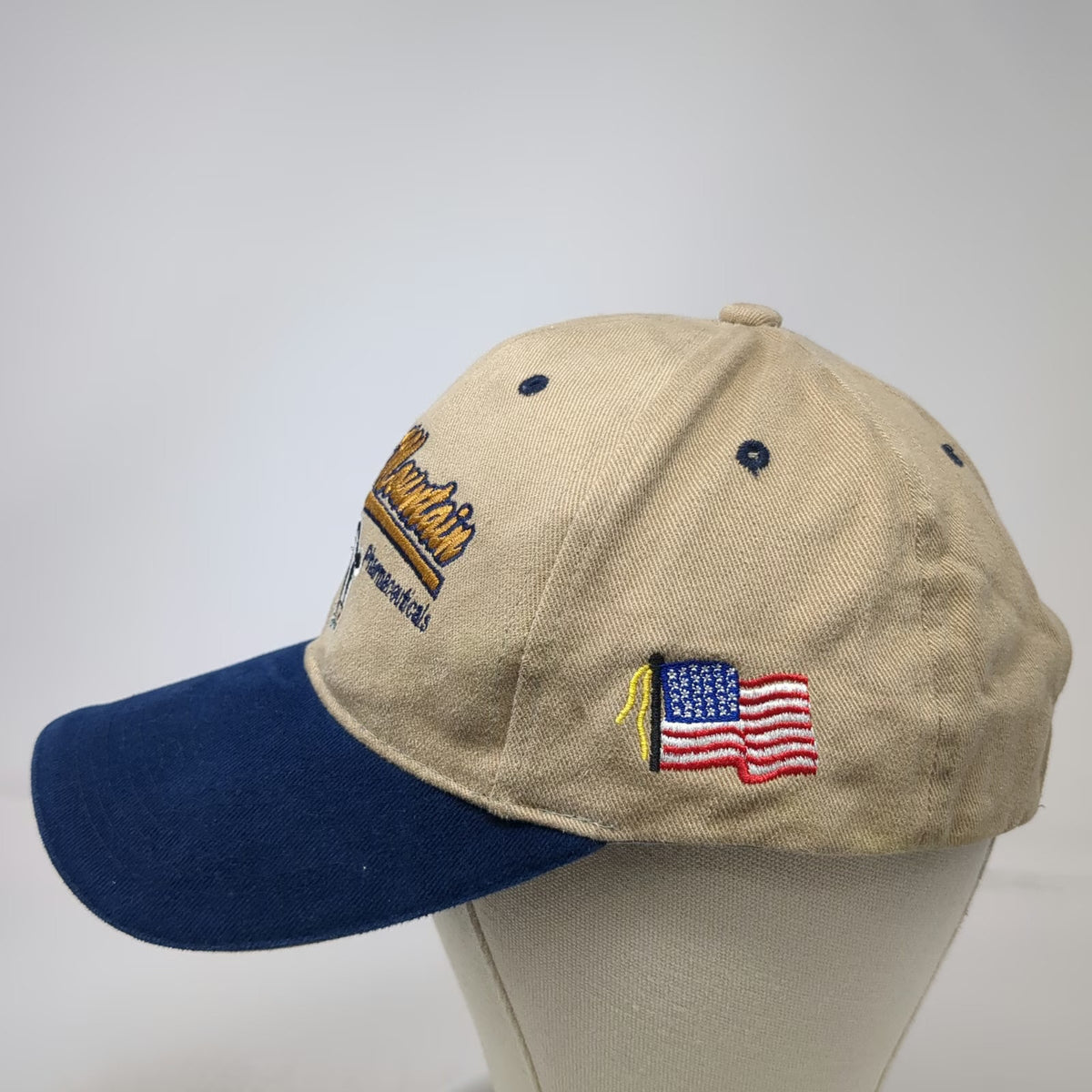 The Hat Source Baseball Cap Beige Blue One Size Cow Rocky Mountain Pharma Hat