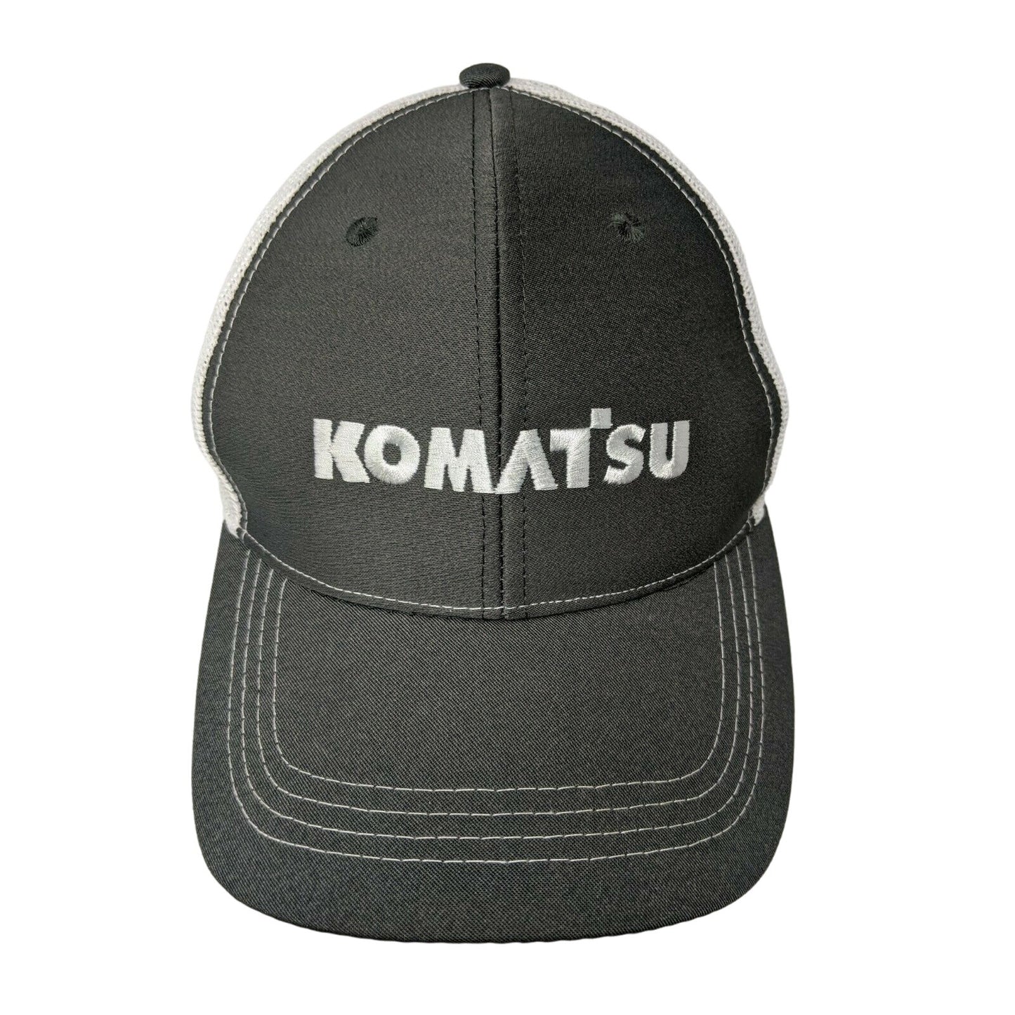 Komatsu Baseball Cap Hat Meshback Strapback Brandeis Black & White Logo Spellout