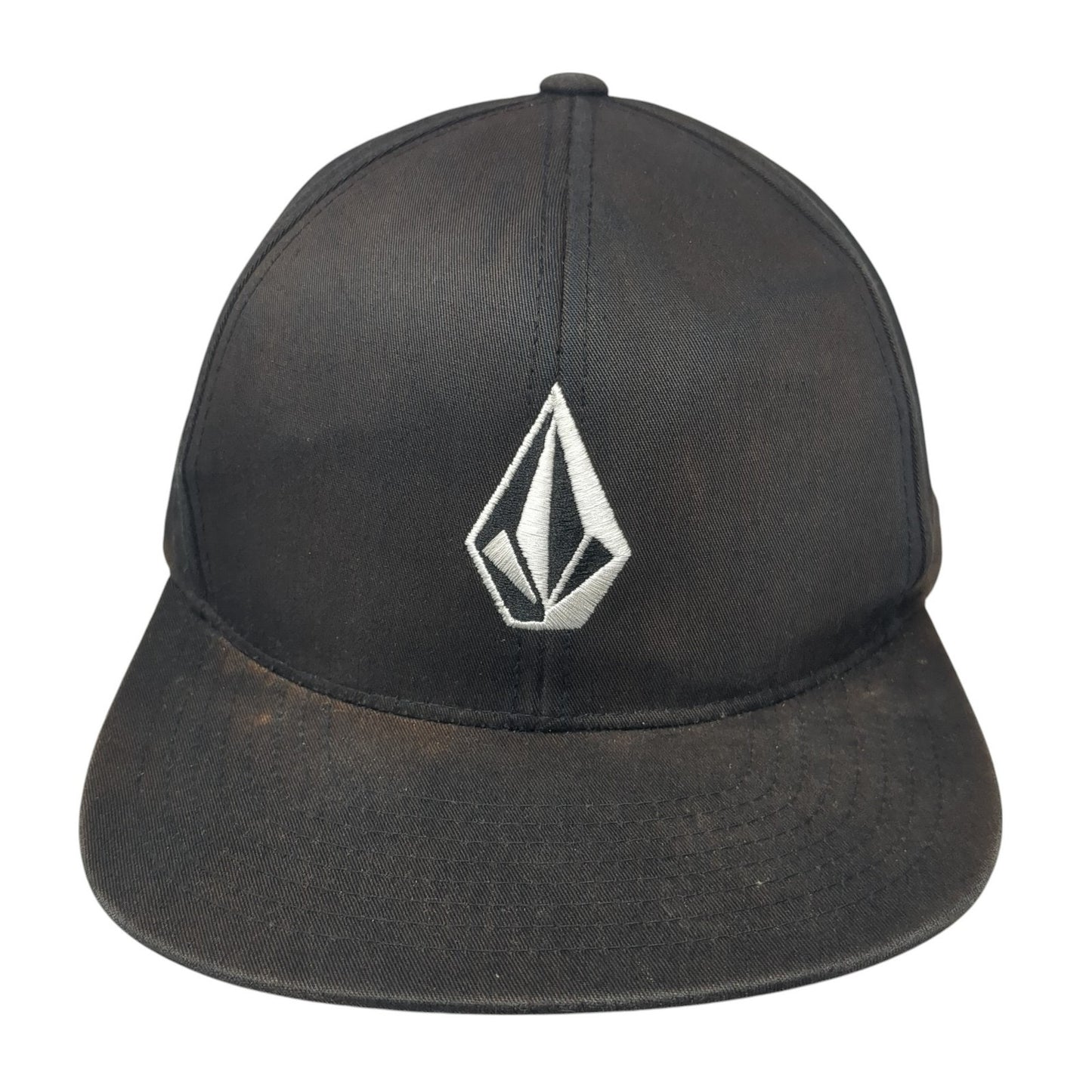 Volcom Snapback Hat Black One Size Adjustable Embroidered Vented Holes 6 Panel