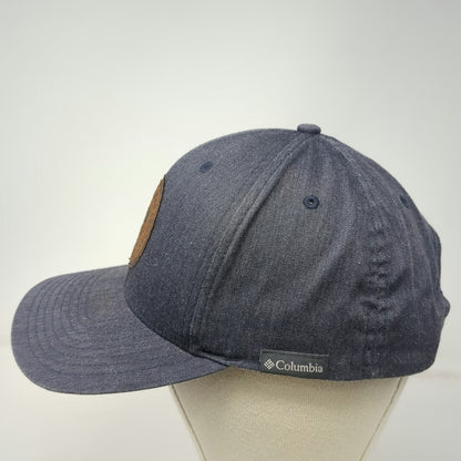 Columbia Snapback Blue One Size Leather Patch Denim Sportswear Hat Adjustable