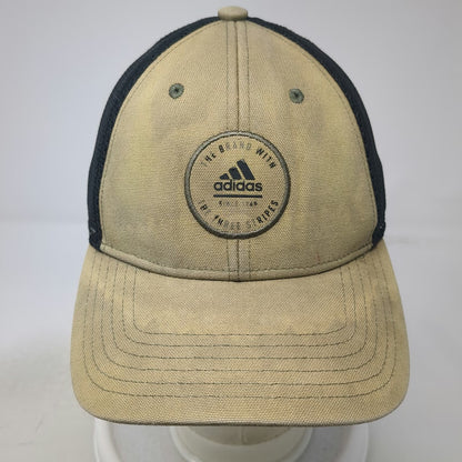 adidas Trucker Hat Brown One Size Mesh Snapback Three Stripes Patch Logo