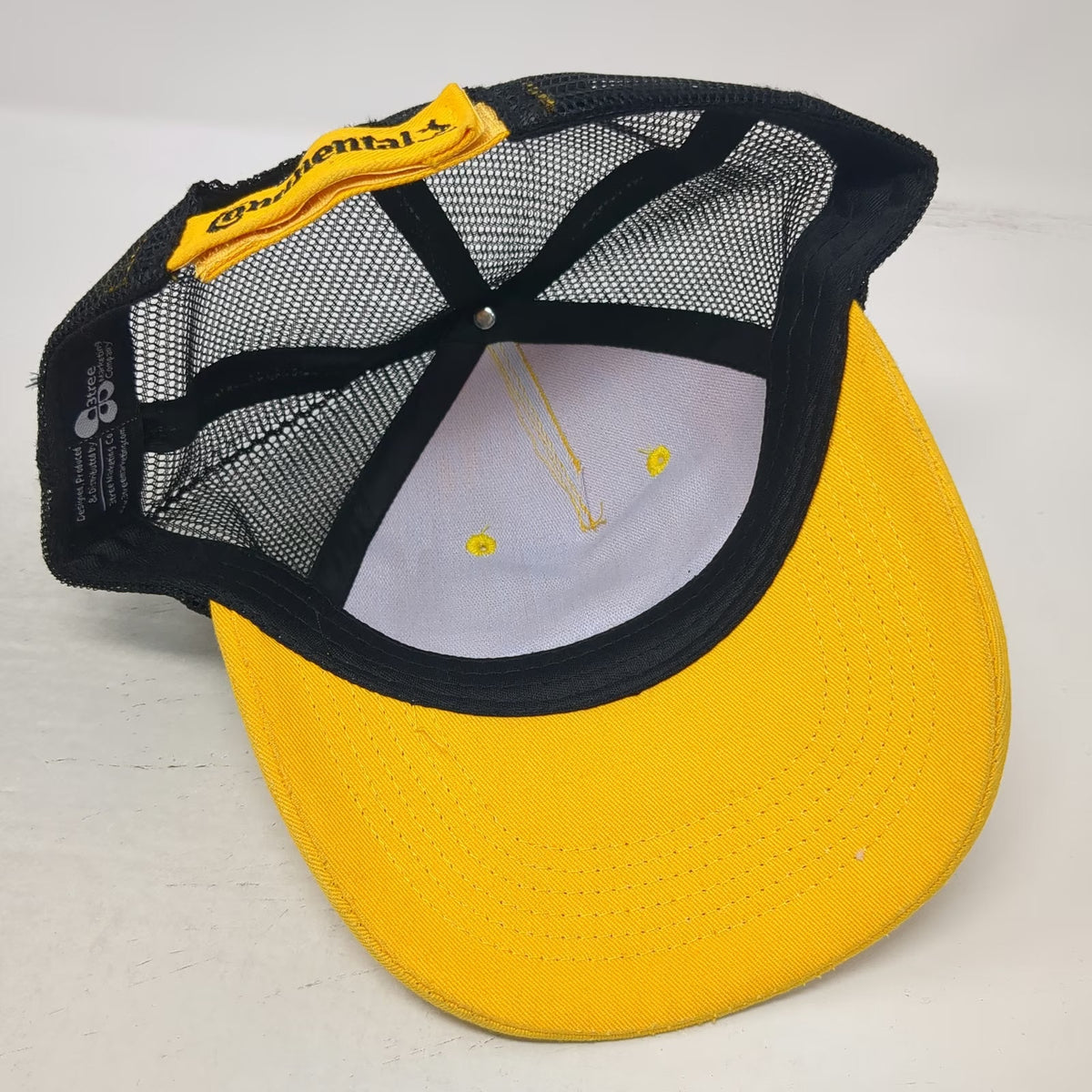 Continental Hat 5 Panel Yellow One Size Mesh Back Strapback Logo Graphic Trucker