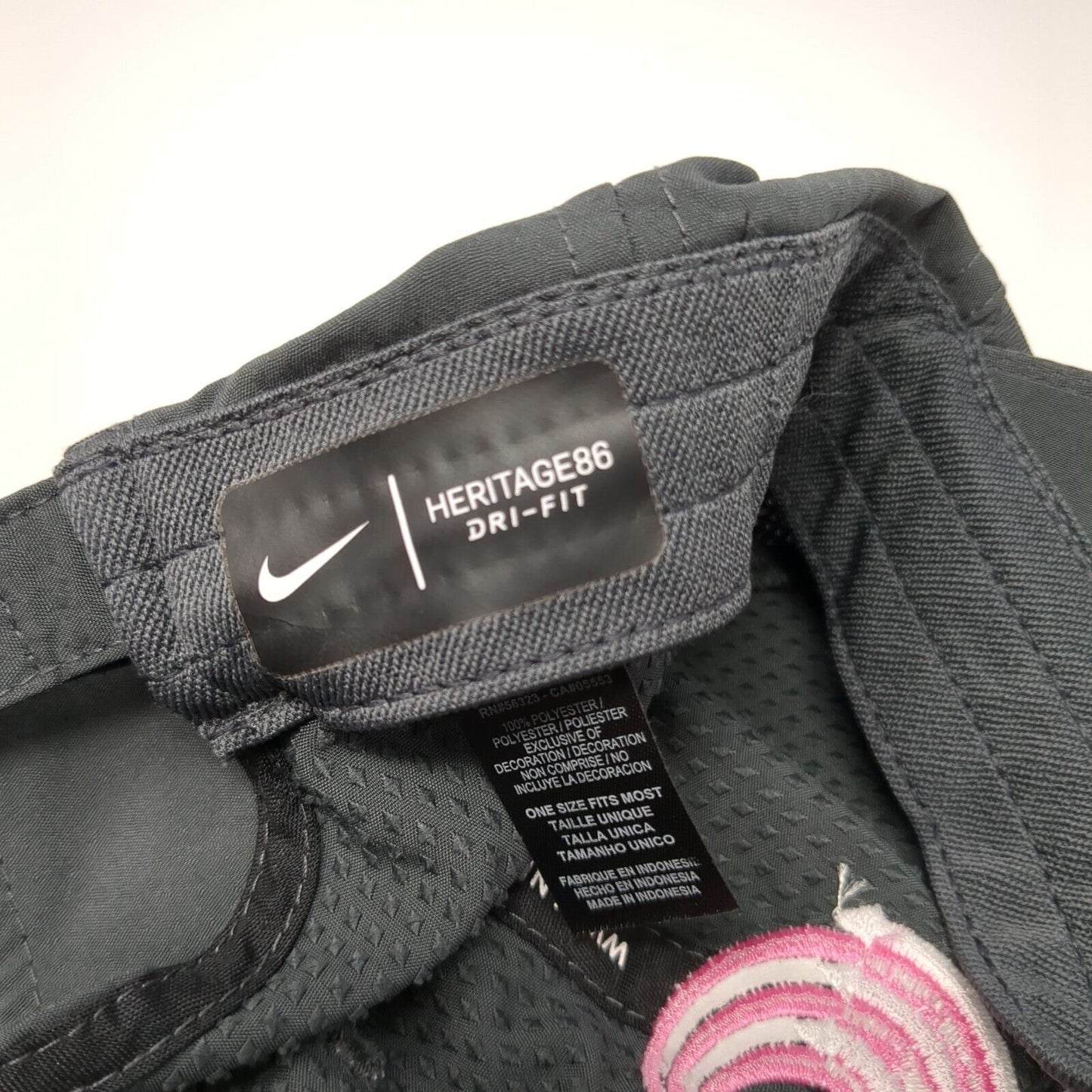 Channel Strapback Hat Gray One Size Adjustable Nike Heritage86 Dri-Fit
