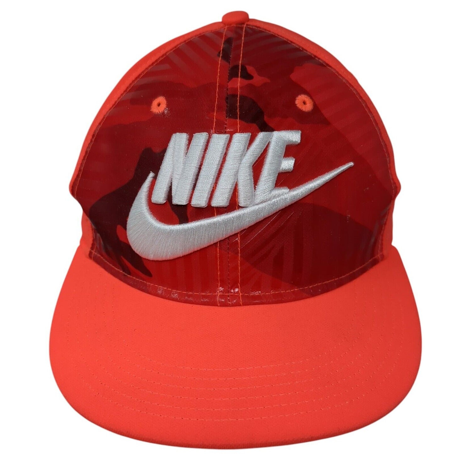 Nike Snapback Hat Red One Size Adjustable Embroidered Swoosh 6 Panel Polyester