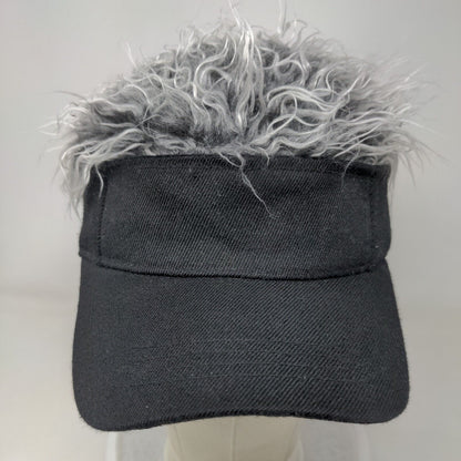 Unbranded Strapback Sun Visor Hat Black One Size Adjustable Hair Wig
