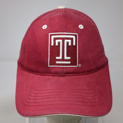 HMI Temple Owls NCAA Cap Red One Size Embroidered Strapback Cotton Logo Mascot