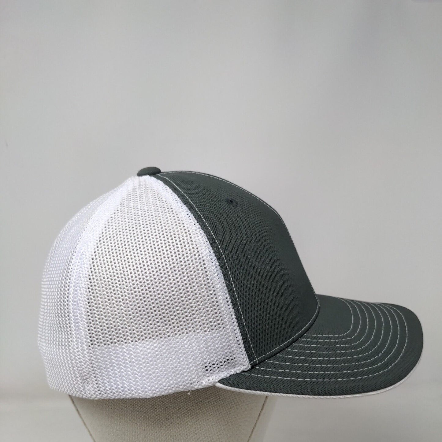 FA Fitted Trucker Hat Gray L/XL Mesh Back Vented Holes 6 Panel Pacific Headwear