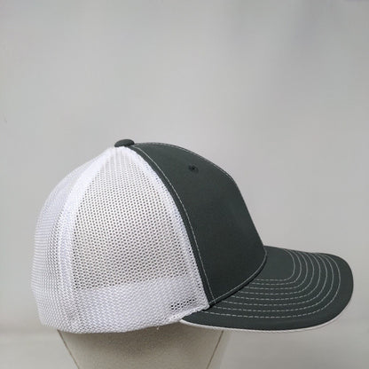 FA Fitted Trucker Hat Gray L/XL Mesh Back Vented Holes 6 Panel Pacific Headwear