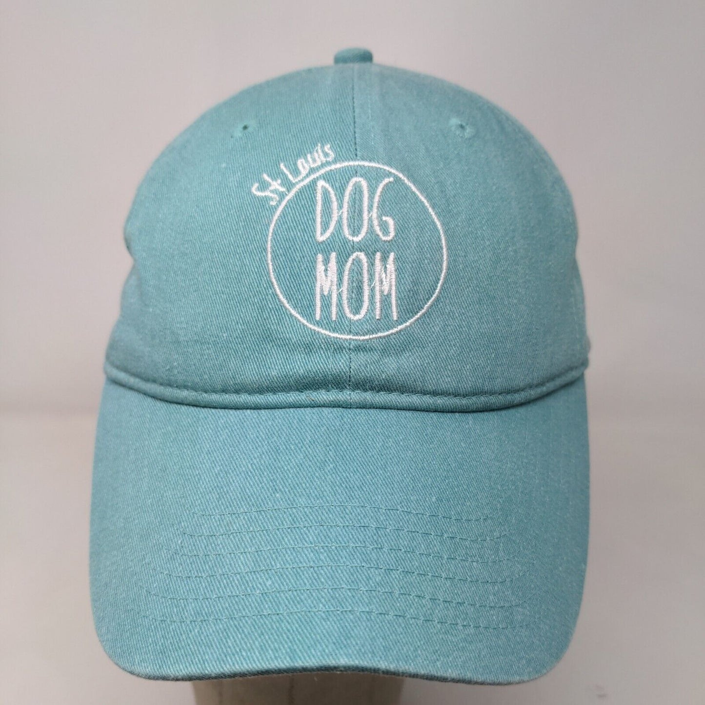 Comfort Colors Women's Slideback Hat Blue Embroidered Dog Mom St Louis Logo