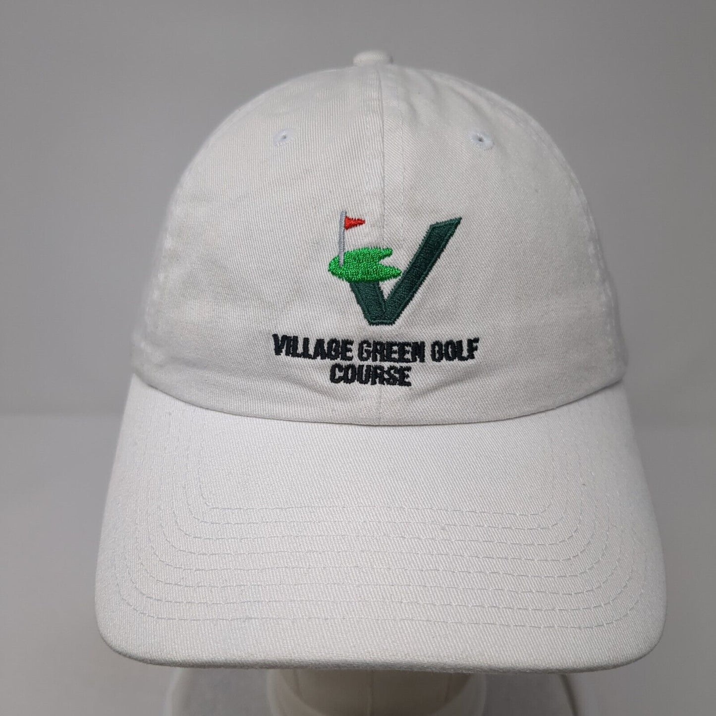 Village Green Golf Course Slideback Hat White One Size Adjustable Fahrenheit