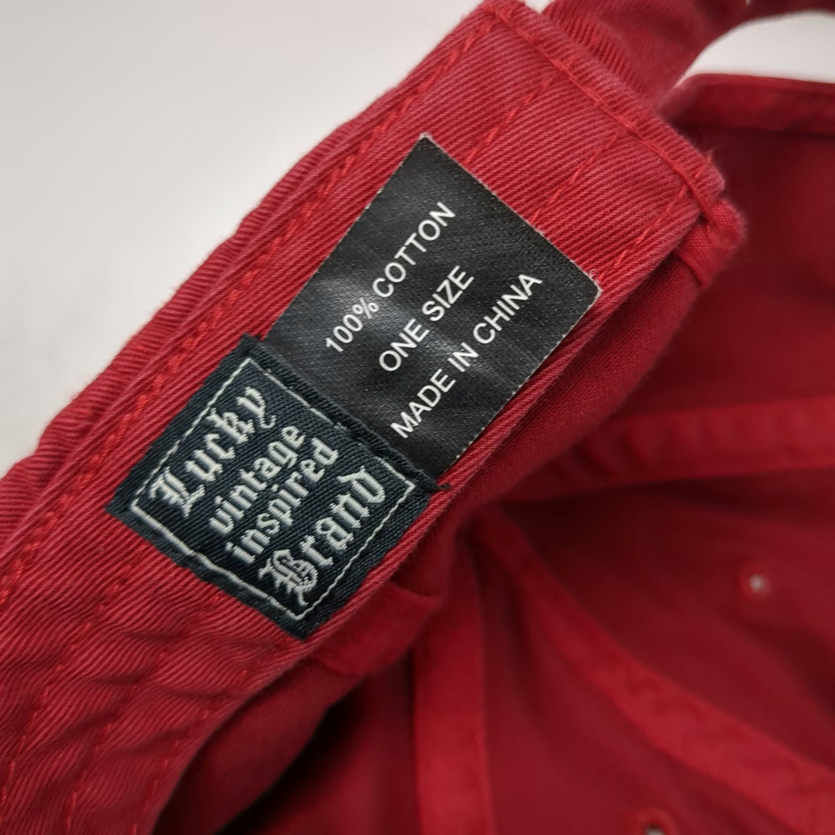 Lucky Brand Baseball Cap Red One Size Cotton Slideback 1957 Embroidery Hat