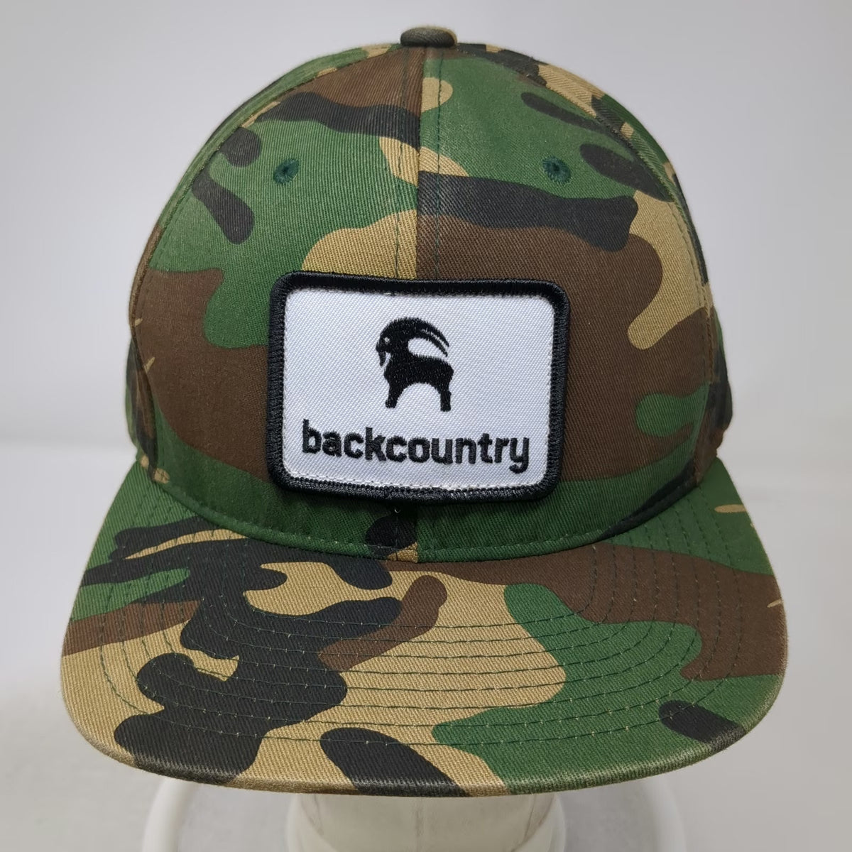 Backcountry Snapback Green Brown Black Camo One Size Mountain Goat Patch Hat