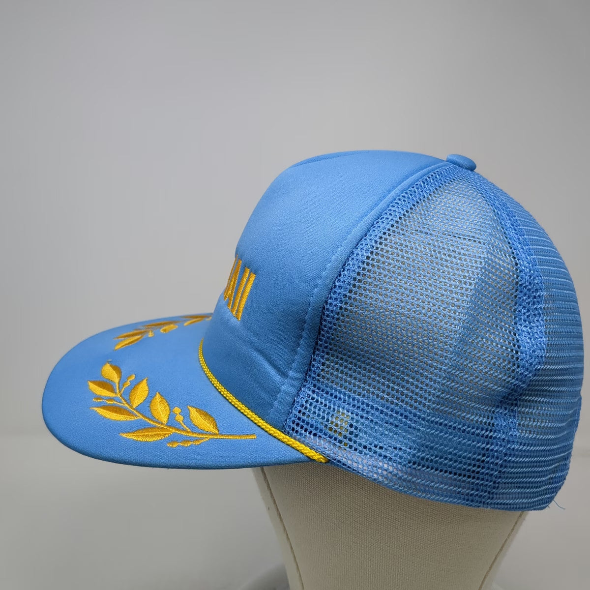 Hawaiian Headwear Trucker Hat Blue Yellow One Size Hawaii Rope Mesh Snapback Hat