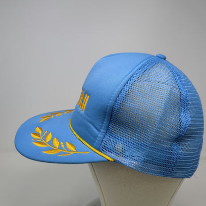 Hawaiian Headwear Trucker Hat Blue Yellow One Size Hawaii Rope Mesh Snapback Hat