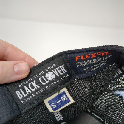 Black Clover Idaho Fitted Mesh Back Trucker Hat Blue S/M Live Lucky