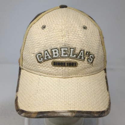 Cabela's Baseball Cap Beige Camo One Size Straw Front Strapback Hunting Hat