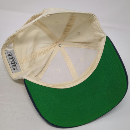 Vitronic Snapback Hat Beige One Size Stars and Stripes Newspaper Logo Blue Brim