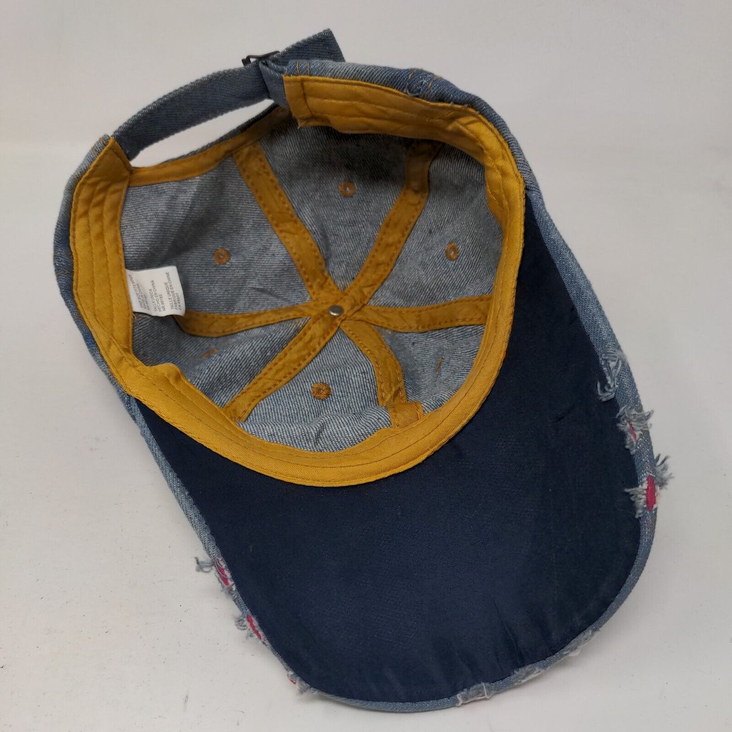 Unbranded Denim Slideback Hat Blue OSFM Studded Rhinestone Bling