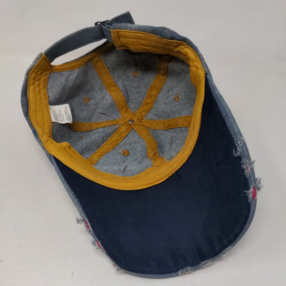 Unbranded Denim Slideback Hat Blue OSFM Studded Rhinestone Bling
