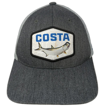 Costa Trucker Hat Gray One Size Tarpon Fish Patch Snapback Mesh Back Fishing