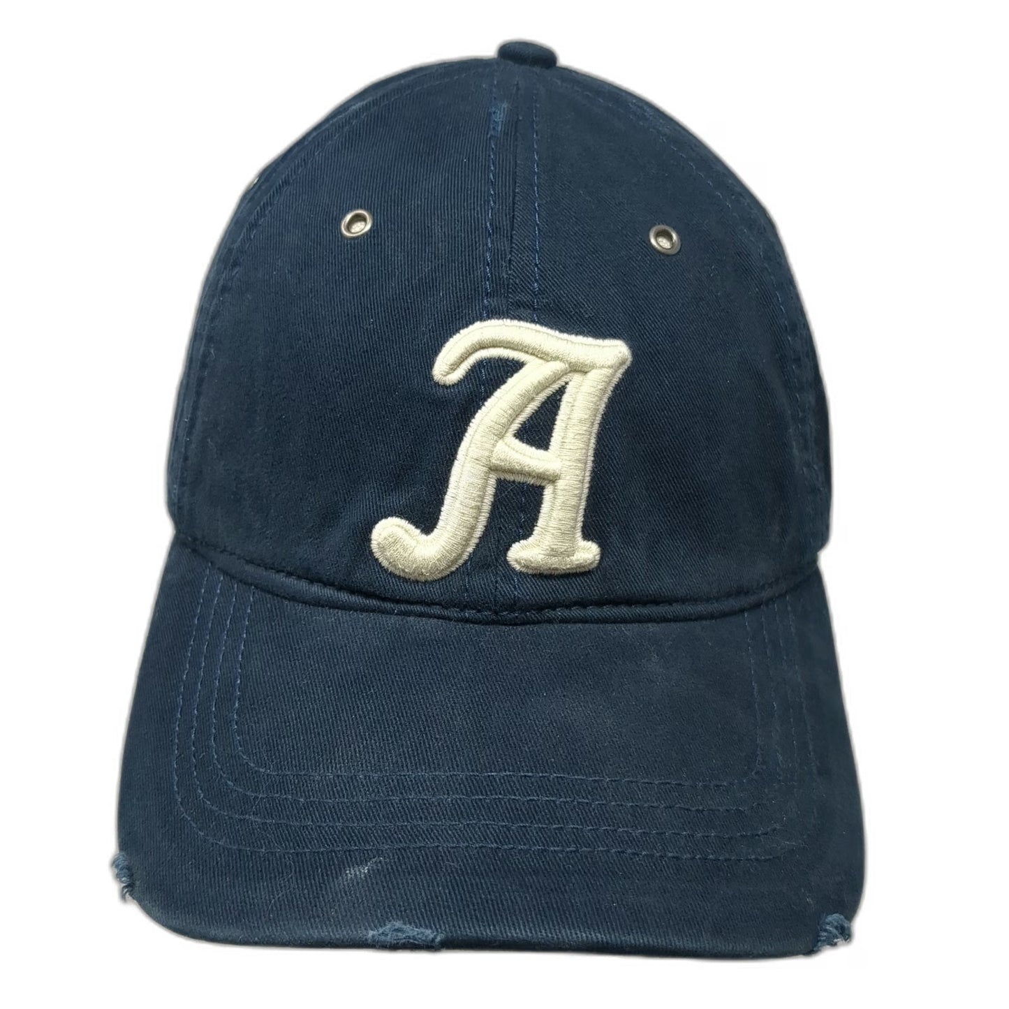 Abercrombie & Fitch Baseball Cap Blue One Size Embroidered Letter A Frayed Brim