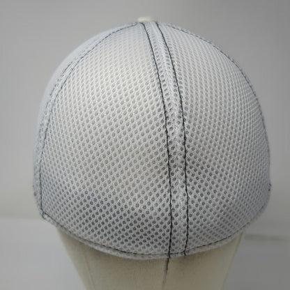 New Era Baseball Cap White L 39THIRTY Mesh Back Fitted Lightbulb Logo Hat Blue