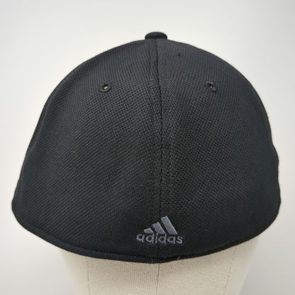 Adidas Baseball Cap Black One Size Performance Mesh Stretch Fit Logo Stitch Hat