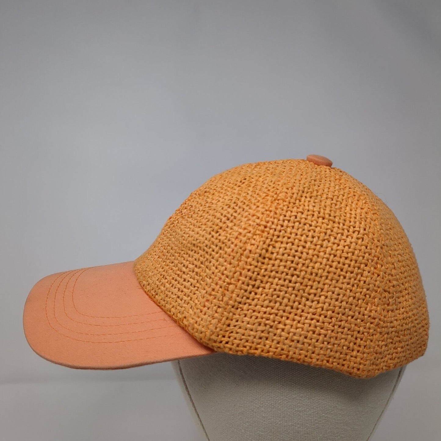 Unbranded Strapback Straw Hat Orange OSFA Adjustable Breathable 6 Panel Blank