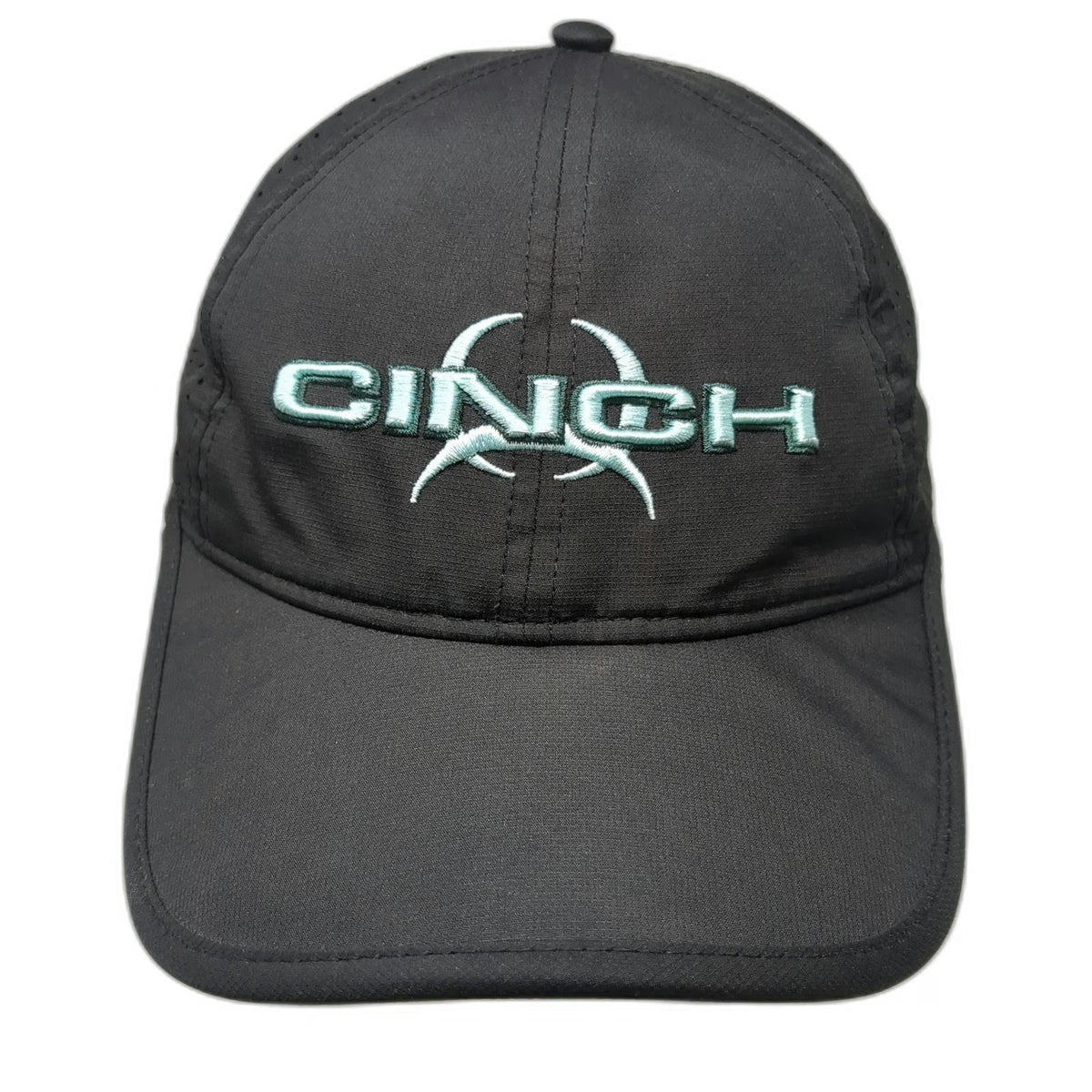 Cinch Trucker Hat Black One Size Perforated Snapback Performance Polyester Logo
