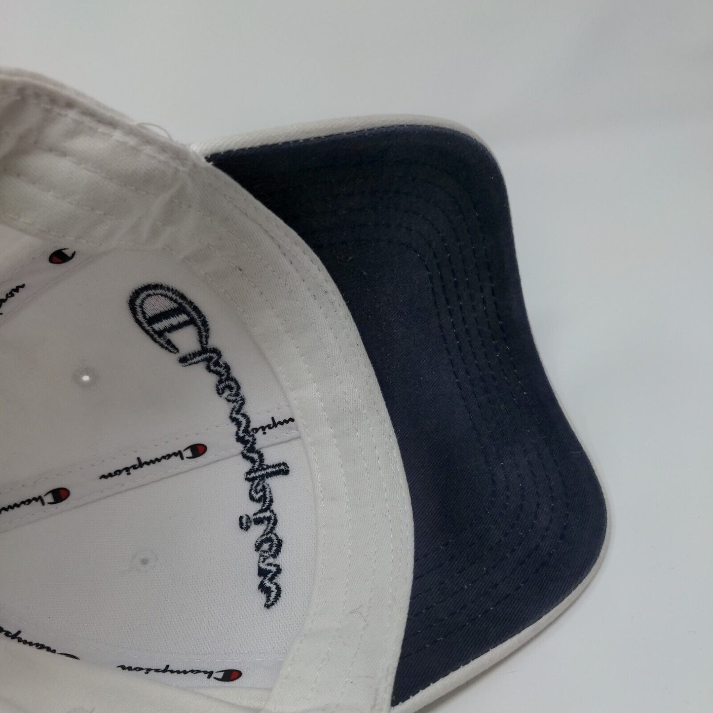 Champion Slideback Hat White OSFM Embroidered Adjustable Leather Strap