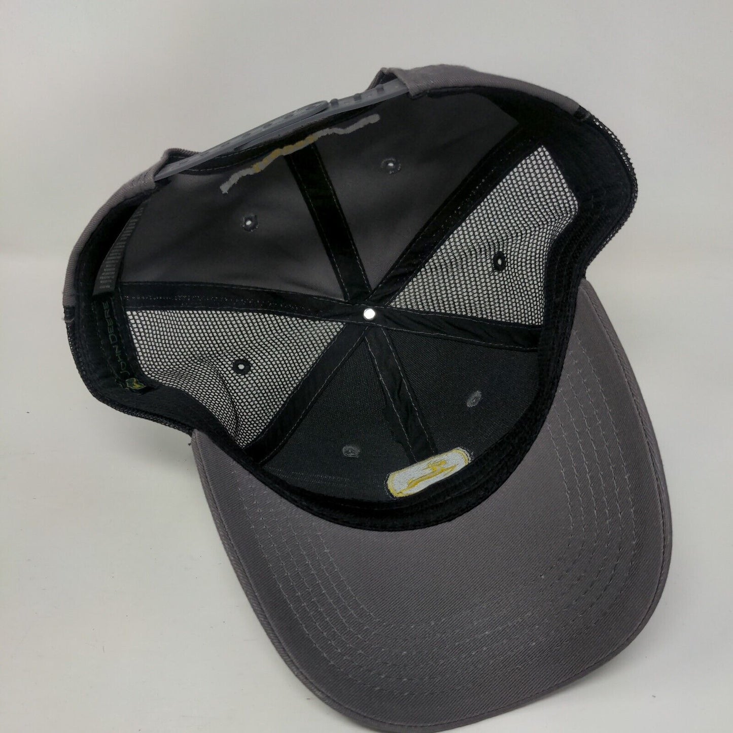 John Deere Snapback Hat Gray OSFA Mesh Trim Run Your World Colorblock