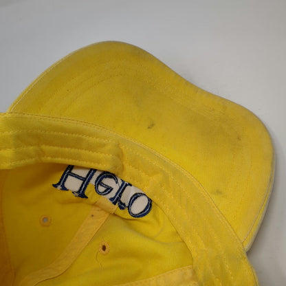 Adams Baseball Cap Yellow One Size Leather Strap Hero Islands Vermont Cotton Hat