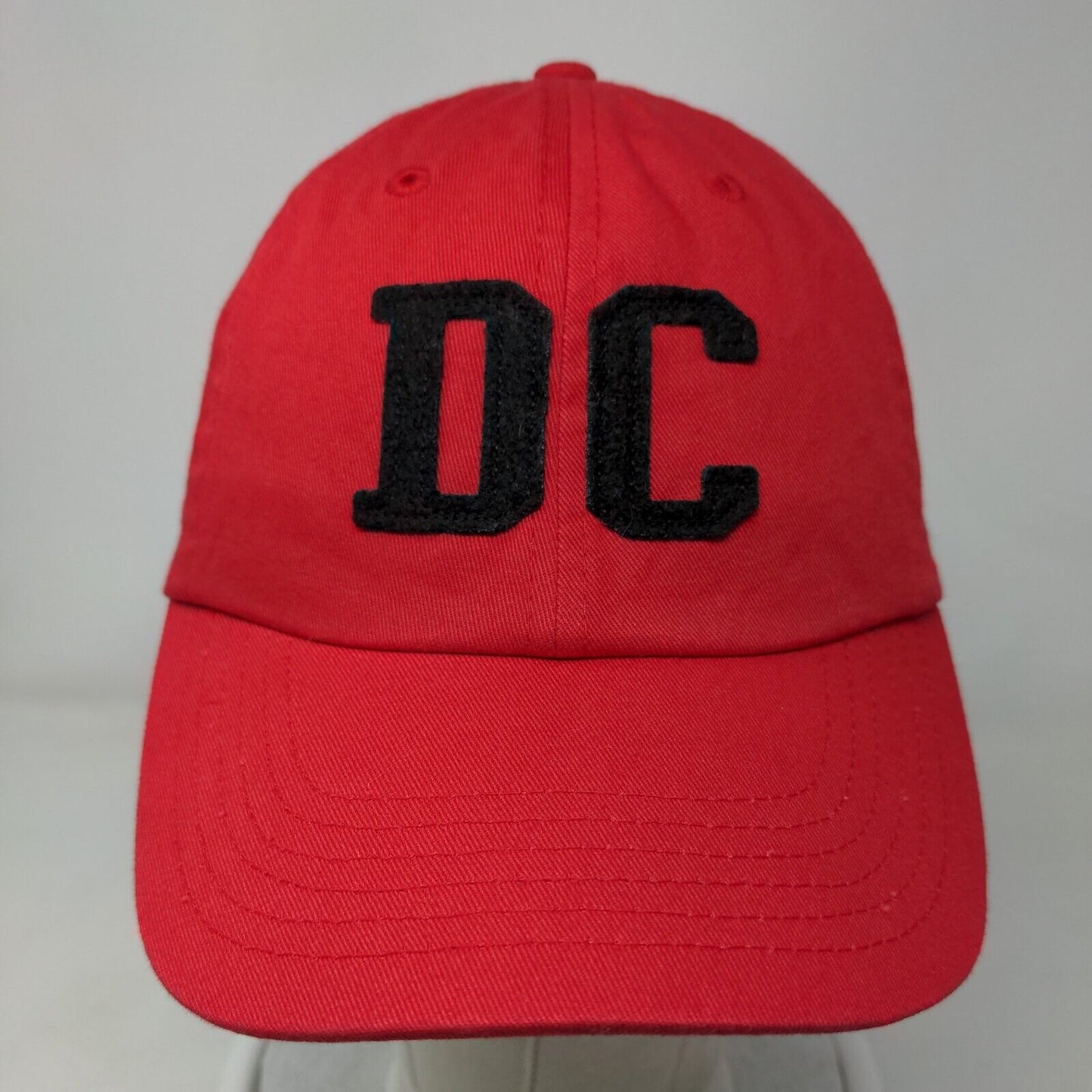 DC Slideback Hat Red One Size Adjustable Embroidered Vented Holes 6 Panel