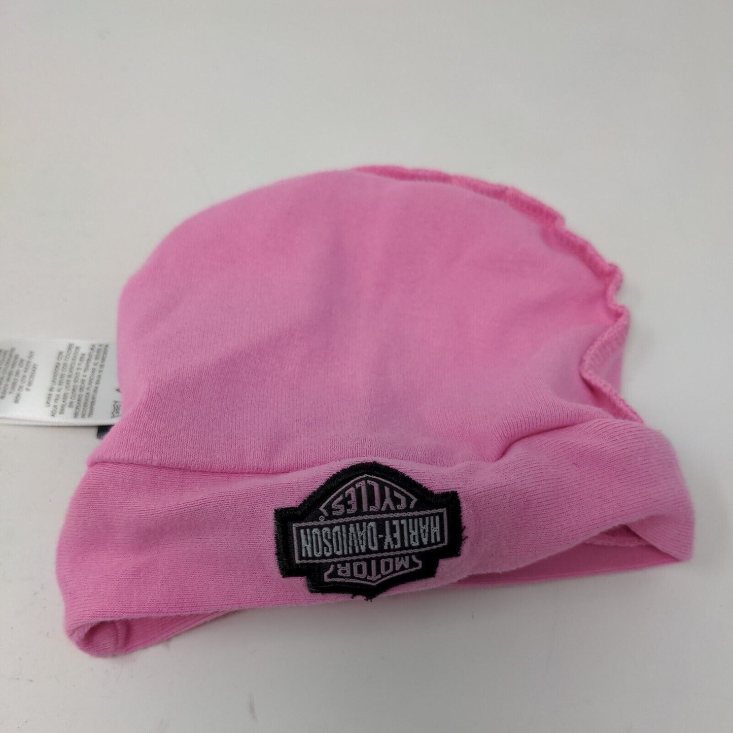 Harley Davidson Baby Girl's Beanie Hat Pink Size 3/6 Months Embroidered Logo