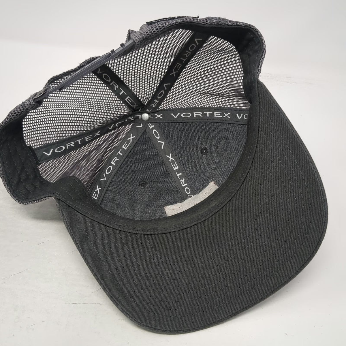 Vortex Trucker Hat Gray One Size Snapback Mesh Leather Patch Outdoor Logo