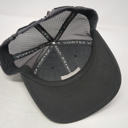 Vortex Trucker Hat Gray One Size Snapback Mesh Leather Patch Outdoor Logo