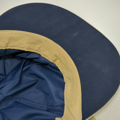 Columbia Baseball Cap Beige Blue L Neck Flap Fitted Made in USA Hat Vintage