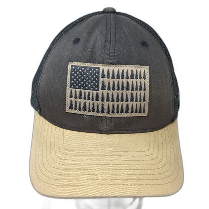 Columbia Baseball Cap Gray Beige One Size Mesh Back Pine Tree American Flag Hat