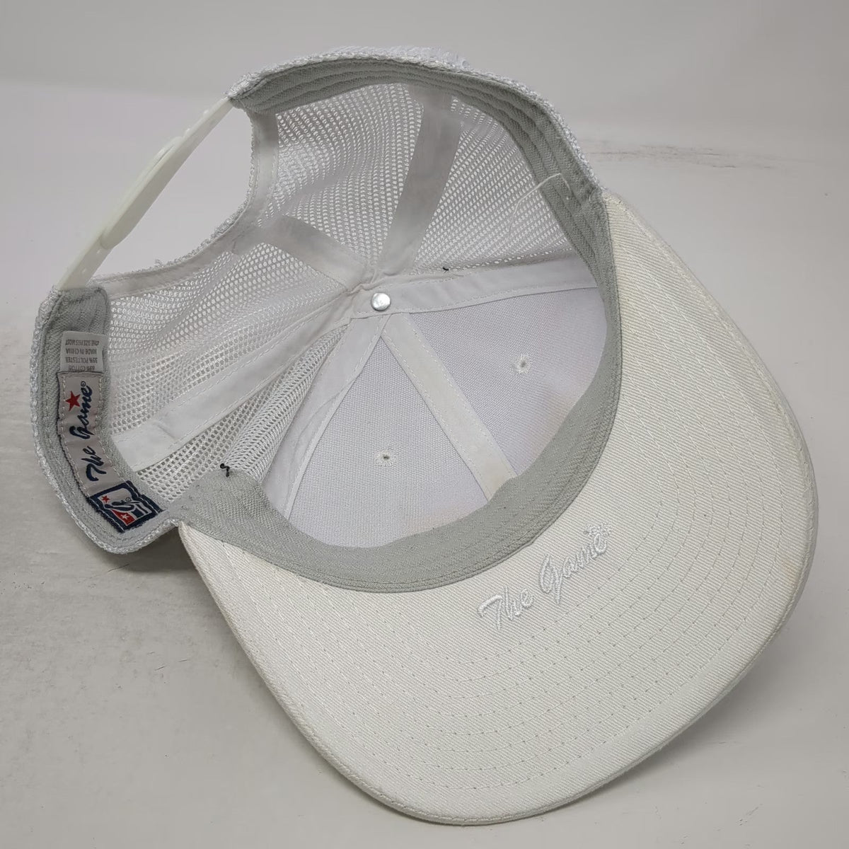 The Game White Trucker Hat One Size Snapback Juice Pod Palm Tree Mesh Back