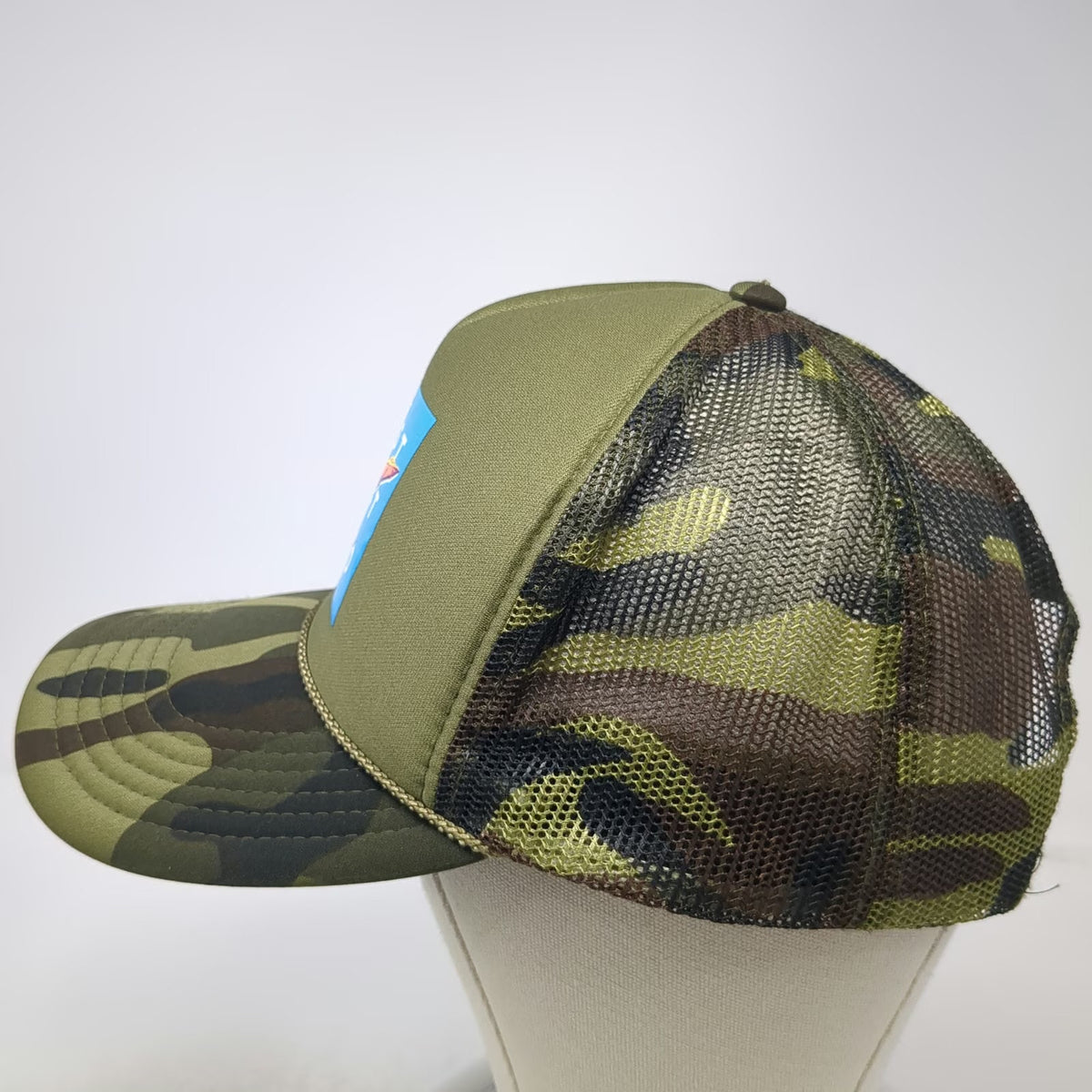 OTTO Trucker Hat Green One Size Camo Mesh Snapback Fighter Jet Graphic Rope