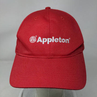 Appleton Strapback Hat Red OSFA Adjustable Embroidered Vented Holes 6 Panel KC