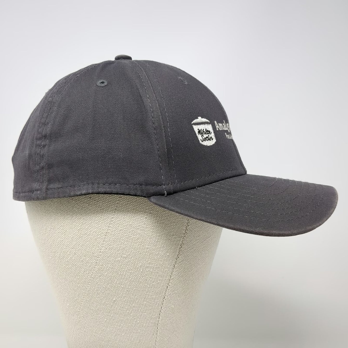 New Era Baseball Cap Gray M Amalgamated Sugar White Satin Stretch Fit Hat