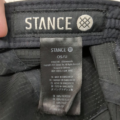 Stance 5 Panel Black One Size Hat Polyester Strapback Buckle Flat Brim Square
