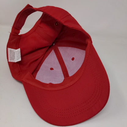 Unbranded Strapback Hat Red One Size Adjustable Vented Holes 6 Panel Blank