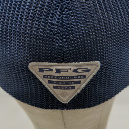 Columbia PFG Men's Fitted Hat Blue Size S/M Embroidered Fish Flag Patriotic